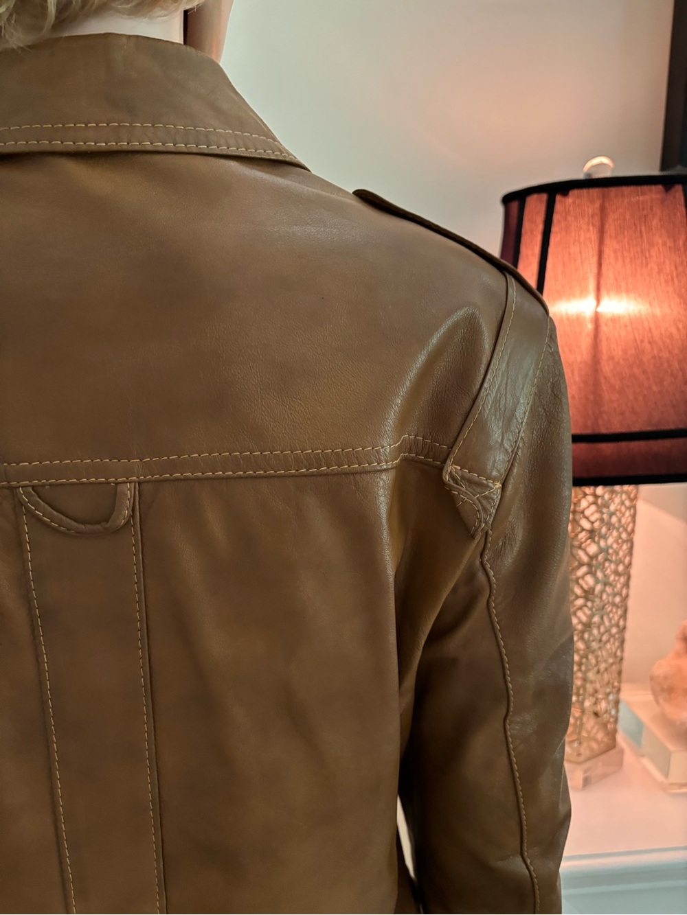 Zara Brown Leather Button-Front Jacket - Picture 9 of 15